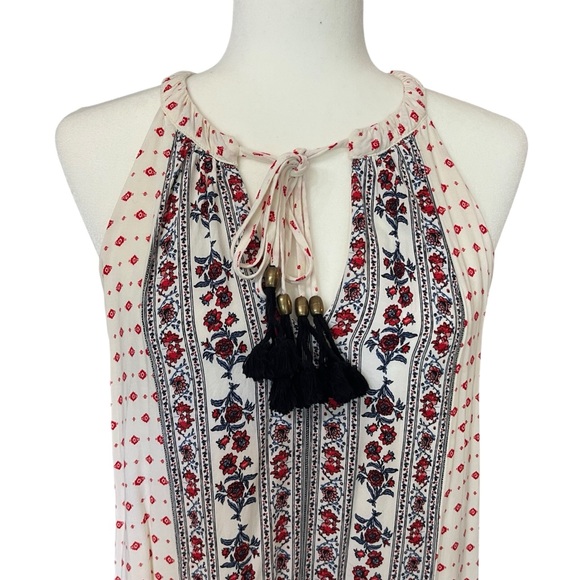 Knox Rose Midi Knee Length Boho Dress Cream Red Paisley Medium - Picture 4 of 8